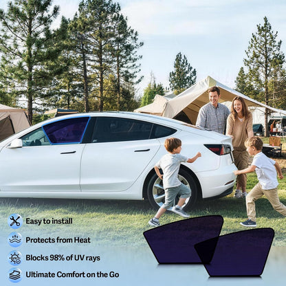 Static Cling Mesh Insulated Side Window Sunshade For Tesla Model 3