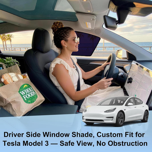 Static Cling Mesh Insulated Side Window Sunshade For Tesla Model 3