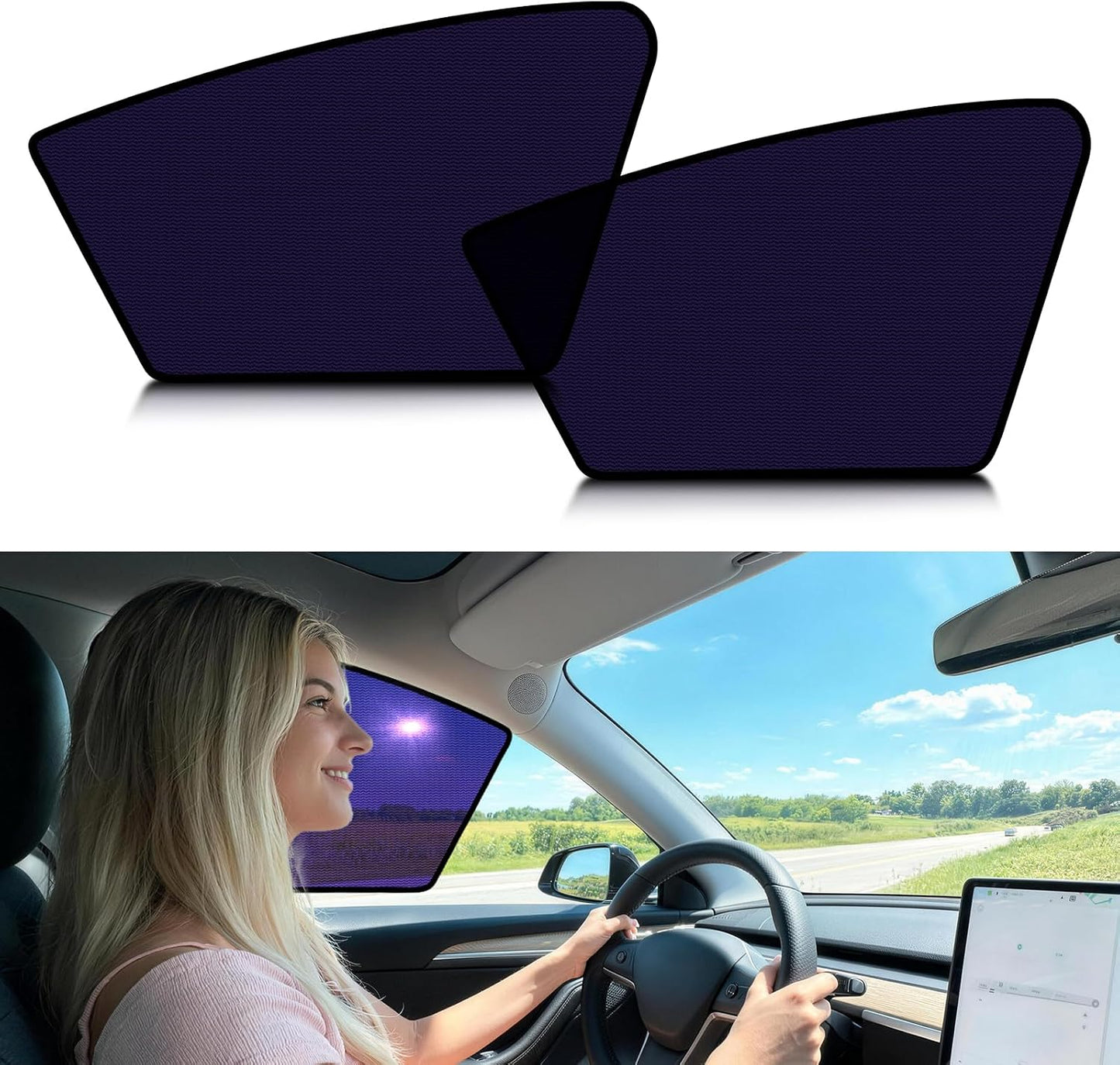 UV Blocker Front Rear Window Sunshade For Tesla Model 3/Y Juniper Front Window (2 PCS)