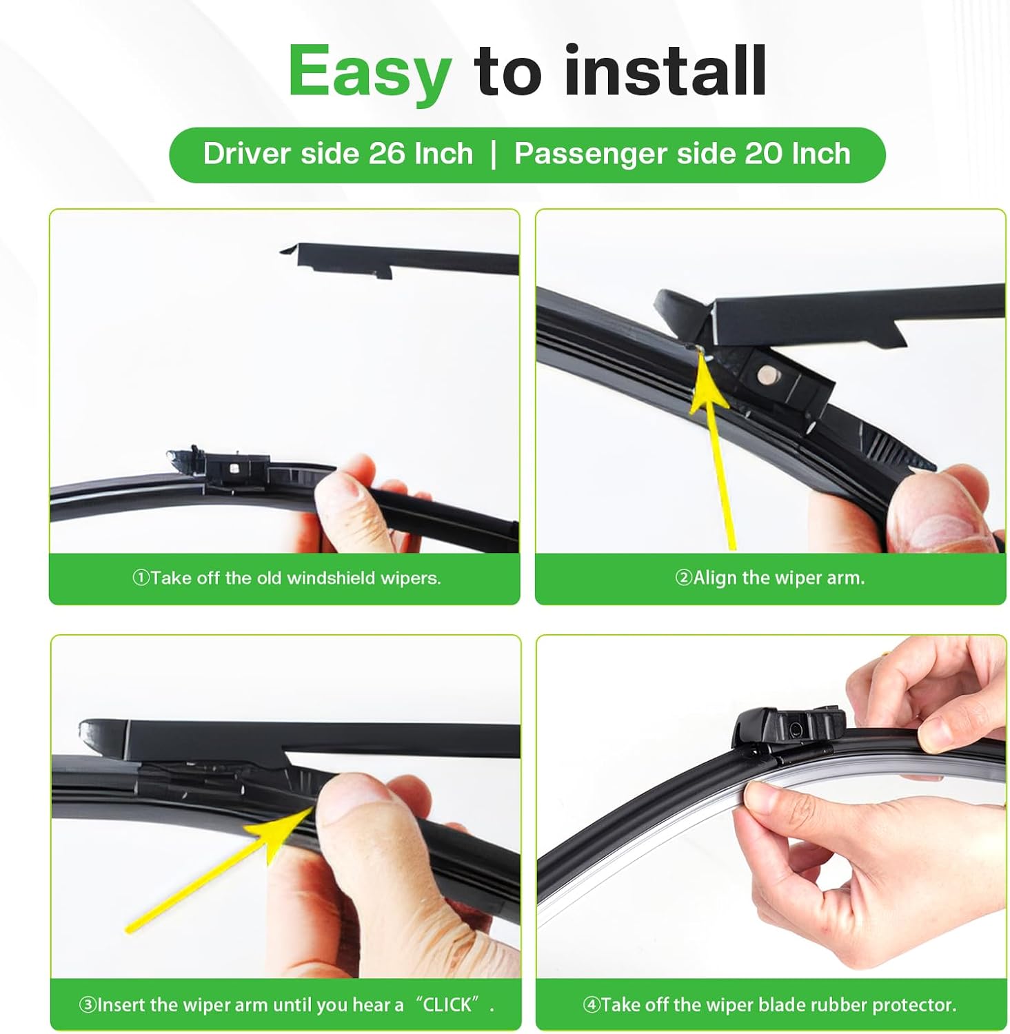 26"+20" Frameless Wiper Blades Replacement for Tesla Model Y 2020+ (Set of 2)