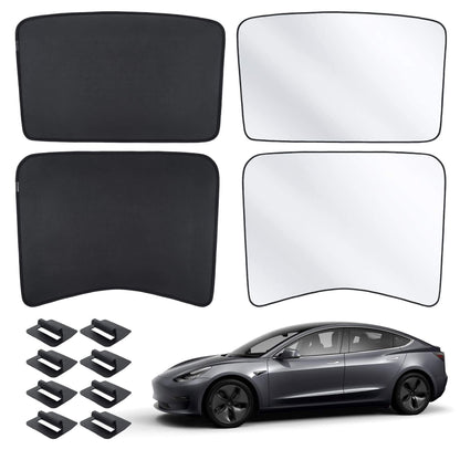 Glass Roof Sunshade for Tesla Model 3 (2017-2023) Black Semi-coverage