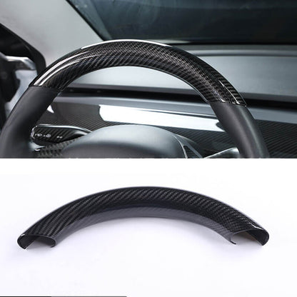 Gloss Real Carbon Fiber Steering Wheel Caps Cover for Tesla Model 3/Y Gloss Upper (1 PCS)