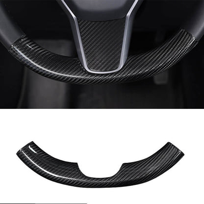 Gloss Real Carbon Fiber Steering Wheel Caps Cover for Tesla Model 3/Y Lower (1 PCS)