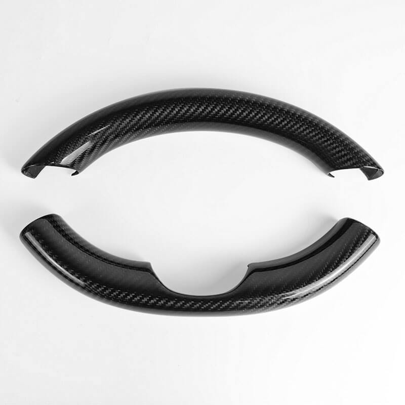 Gloss Real Carbon Fiber Steering Wheel Caps Cover for Tesla Model 3/Y Gloss Full Set (2 PCS) Model Y