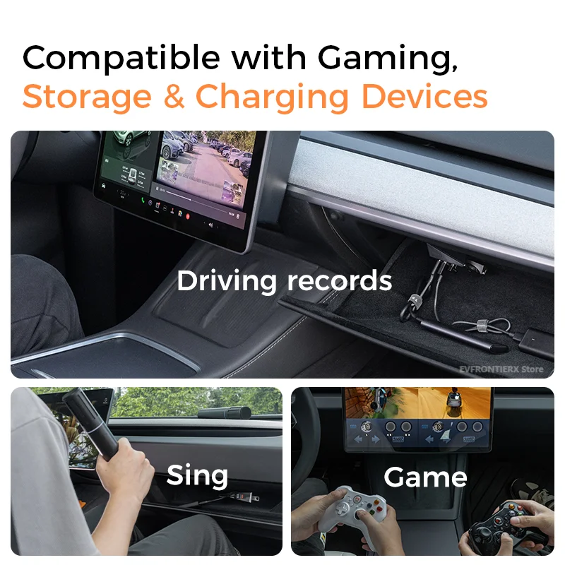 Cybertruck Style Glove Box 4 in 1 USB Hub Docking Station for Tesla Model 3/Y