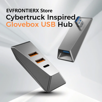 Cybertruck Style Glove Box 4 in 1 USB Hub Docking Station for Tesla Model 3/Y Silver
