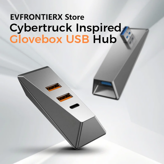 Cybertruck Style Glove Box 4 in 1 USB Hub Docking Station for Tesla Model 3/Y Silver