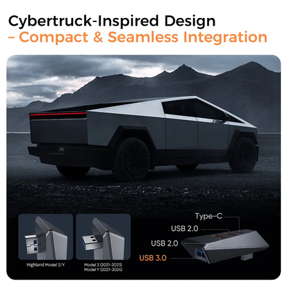 Cybertruck Style Glove Box 4 in 1 USB Hub Docking Station for Tesla Model 3/Y