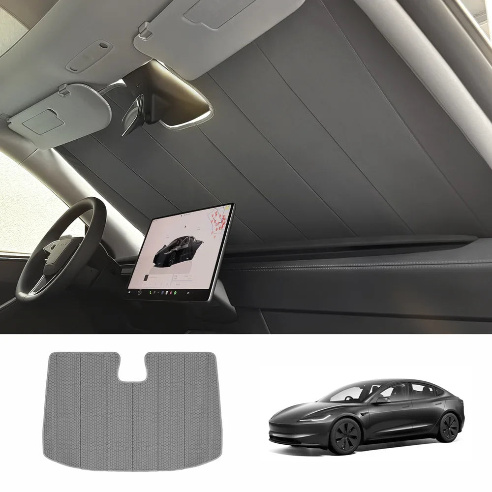 Graphite-Insulated Foldable Front Windshield Sunshade for Tesla Model 3 2017+/ Model Y 2020+ Model 3 2017+