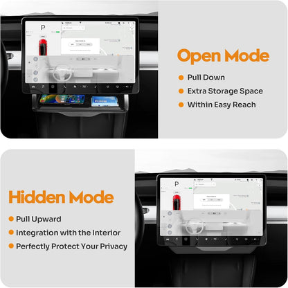 Hidden Central Control Screen Lower Storage Box for Tesla Model 3/Y 2017-2026