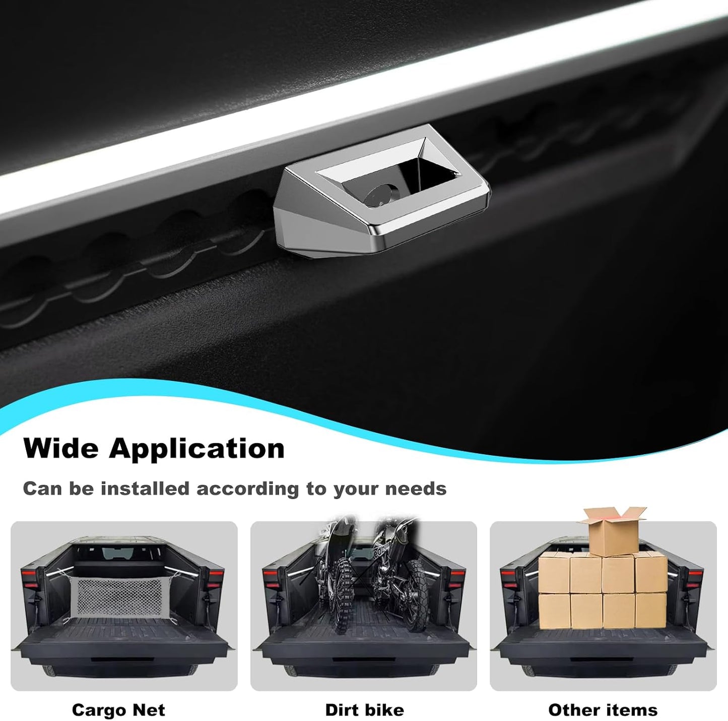 Gold Silver Black Truck Bed Rail Track Hooks For Tesla Cybertruck