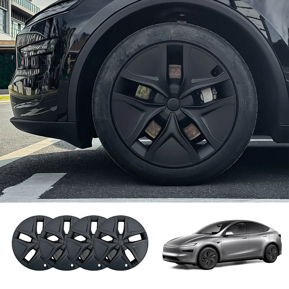 19'' Crossflow Full-Cover Hubcaps Wheel Covers – Arachnid 2.0 Style for Tesla Model Y Juniper 2025+ (Set of 4) Matte Black