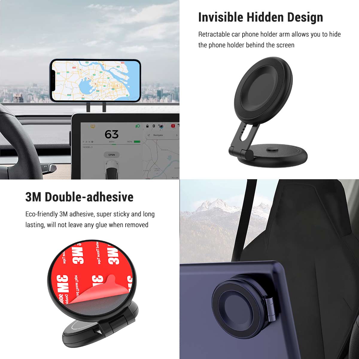 Invisible Magnetic Phone Mount for Tesla Model 3 / Y / X / S