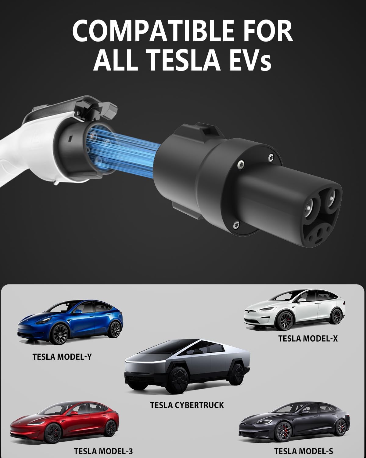 SAE J1772 To Tesla Charging Adapter 60Amp / 250V AC For Tesla Model S/X/3/Y