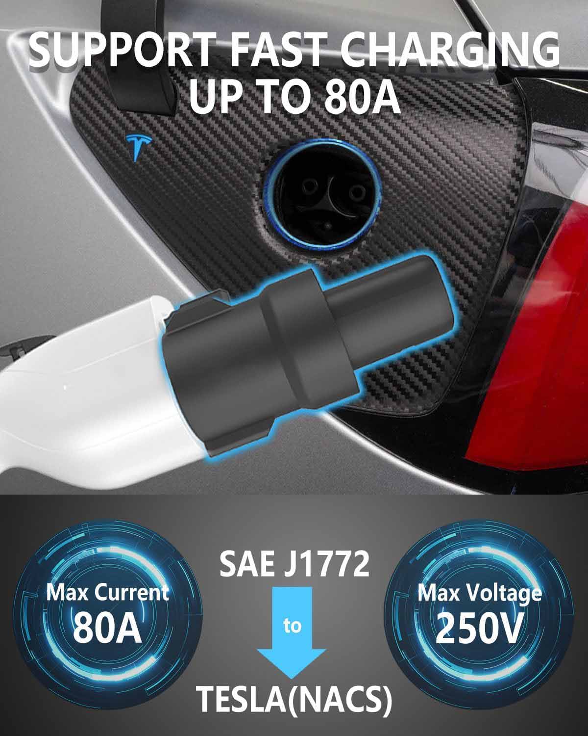 SAE J1772 To Tesla Charging Adapter 60Amp / 250V AC For Tesla Model S/X/3/Y