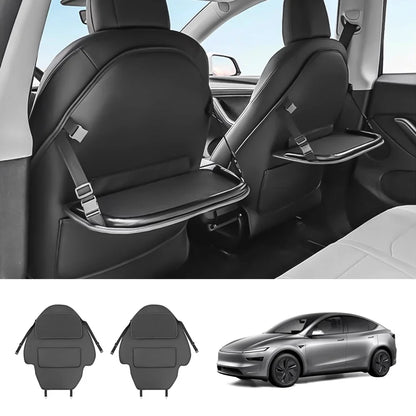 Rear Seat Kick Mat with Tray Table for Tesla Model Y Juniper 2025+ Black Double Seat – 2 Pieces