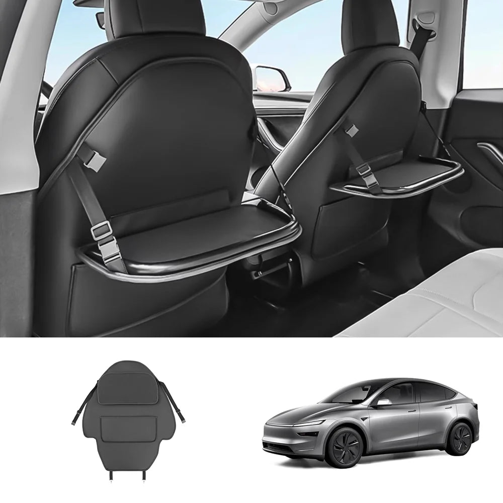 Rear Seat Kick Mat with Tray Table for Tesla Model Y Juniper 2025+ Black Single Seat – 1 Piece