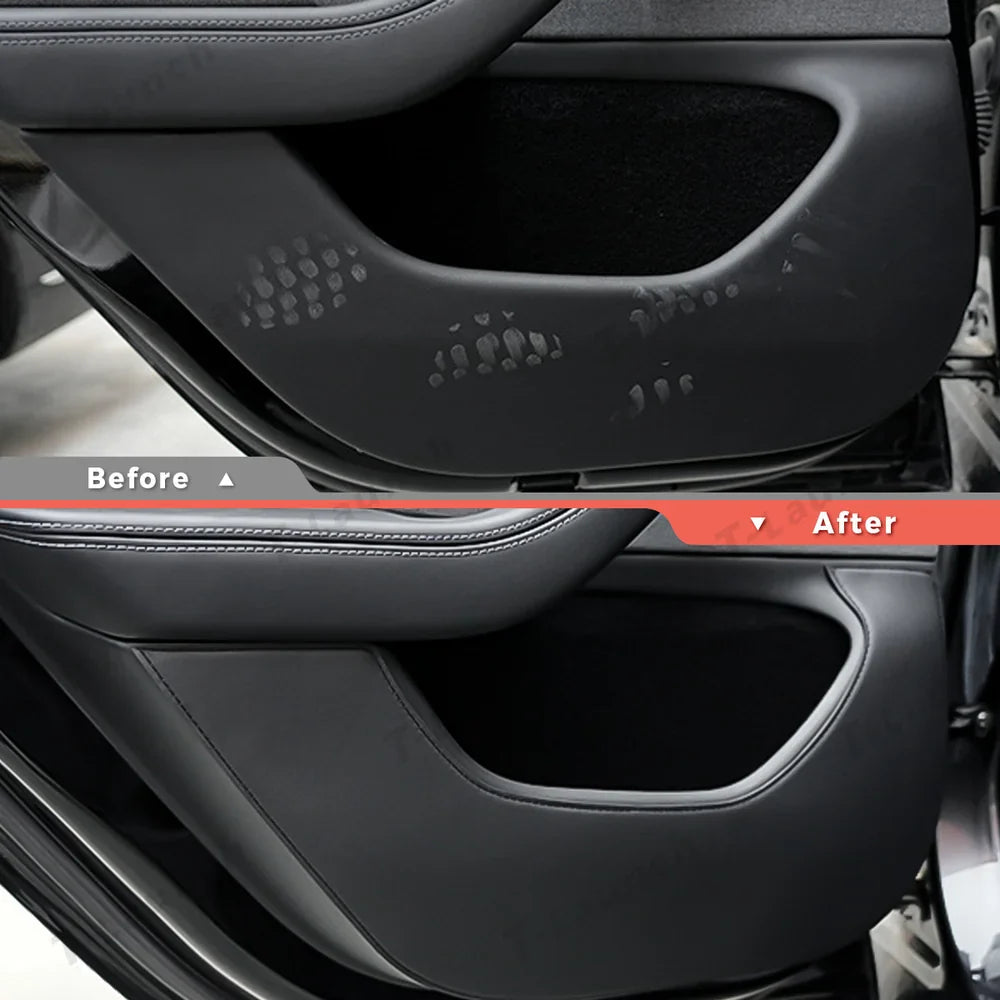 Leather Door Kick Guards for Tesla Model Y Juniper 2025+ / Model 3 Highland 2024+