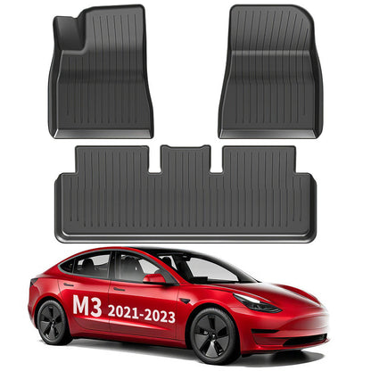 All Weather TPE Interior Floor Mats Cargo Liners Set for 2021-2023 Tesla Model 3 Floor Mat (3 PCS) Left-Hand Drive