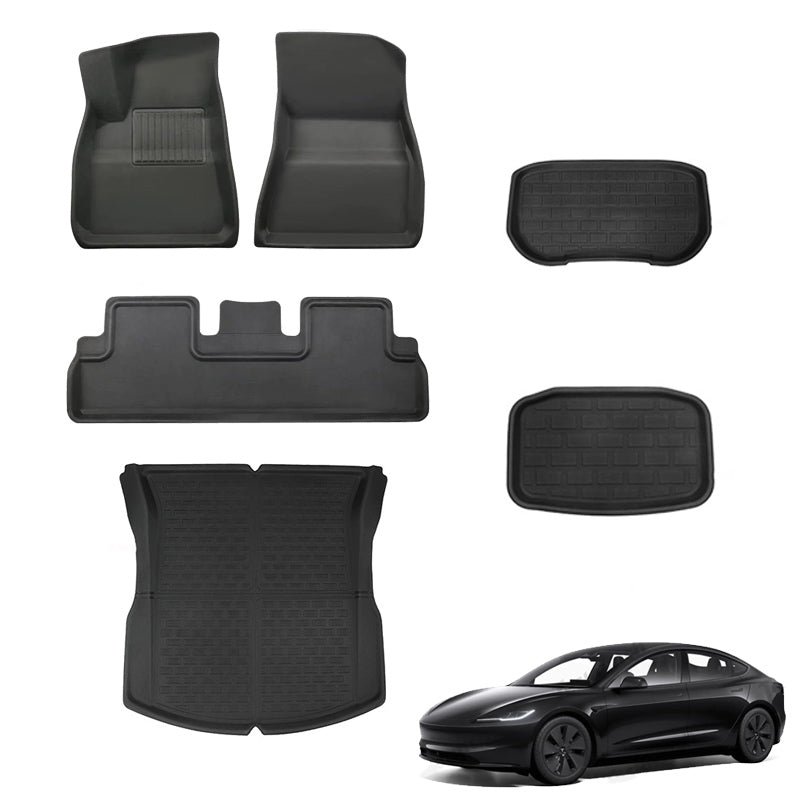 All Weather Floor Mats For Tesla 2024 Model 3 Highland Full Set (6 PCS)