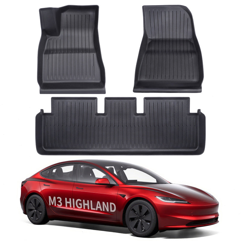 All Weather TPE Interior Floor Mats Cargo Liners Set for Tesla 2024+ Model 3 Highland Floor Mat (3 PCS)