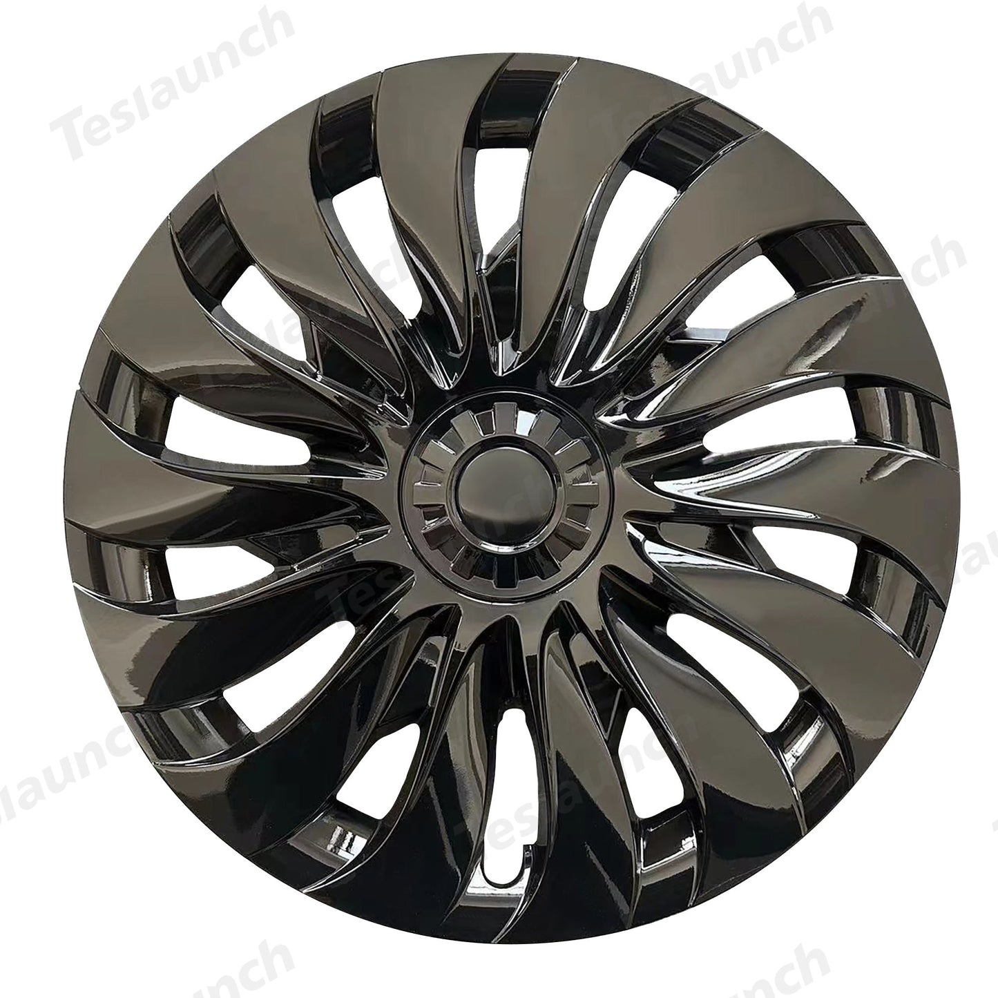 Storm Style Full Cover Wheel Hubcap For Tesla 2024 Model 3 Highland 18-inch Wheels (4PCS) Glossy Black
