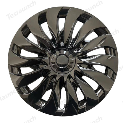 Storm Style Full Cover Wheel Hubcap For Tesla 2024 Model 3 Highland 18-inch Wheels (4PCS) Glossy Black