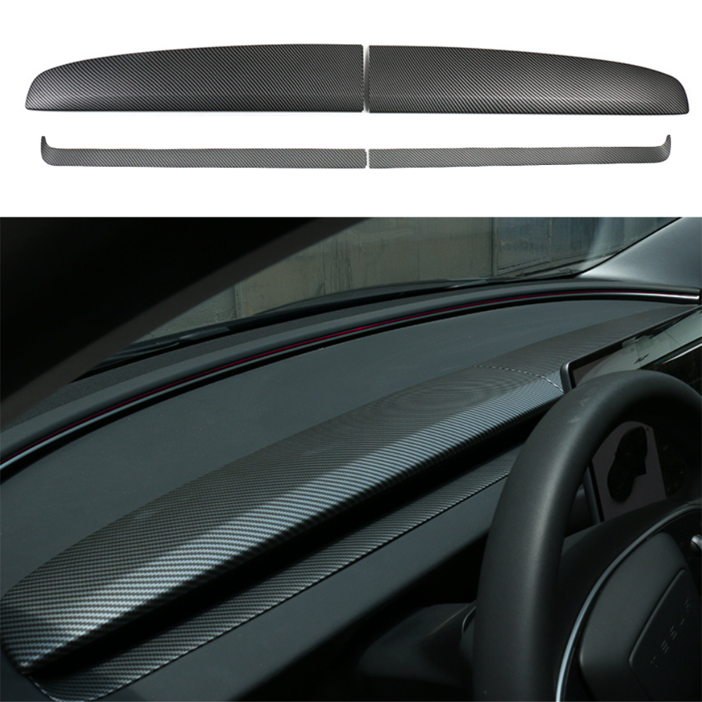 Split Dashboard Cover & Dashboard Air Outlet Cover (Carbon Fiber Pattern ABS) for Tesla Model 3 Highland 2024+ Dashboard Cover+Air Vent Outlet Cover (4 Pcs) Matte Carbon Fiber