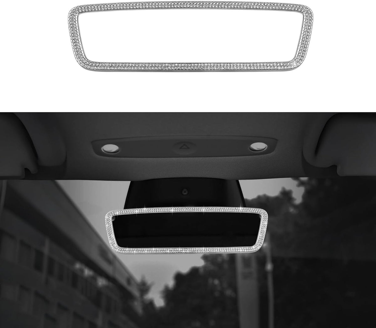 Crystal Bling Interior Rearview Mirror Frame for Tesla Model Y Juniper & Model 3 Highland
