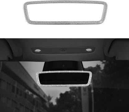 Crystal Bling Interior Rearview Mirror Frame for Tesla Model Y Juniper & Model 3 Highland