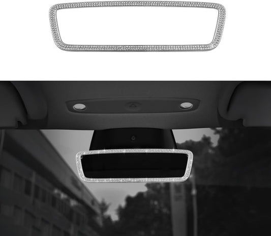 Crystal Bling Interior Rearview Mirror Frame for Tesla Model Y Juniper & Model 3 Highland