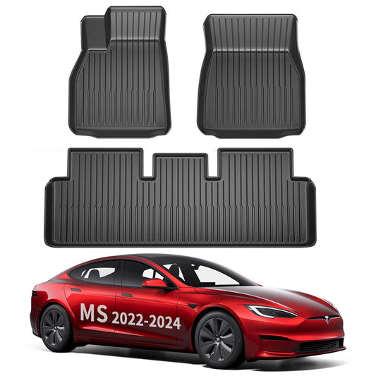 All Weather TPE Interior Floor Mats Cargo Liners Set for Tesla 2022-2024 Model S Floor Mat (3 PCS) Left-Hand Drive