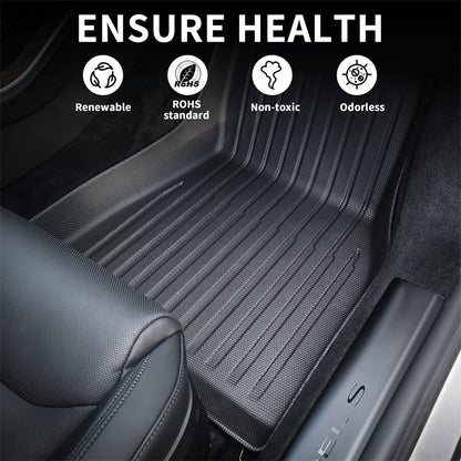 All Weather TPE Interior Floor Mats Cargo Liners Set for Tesla 2022-2024 Model S