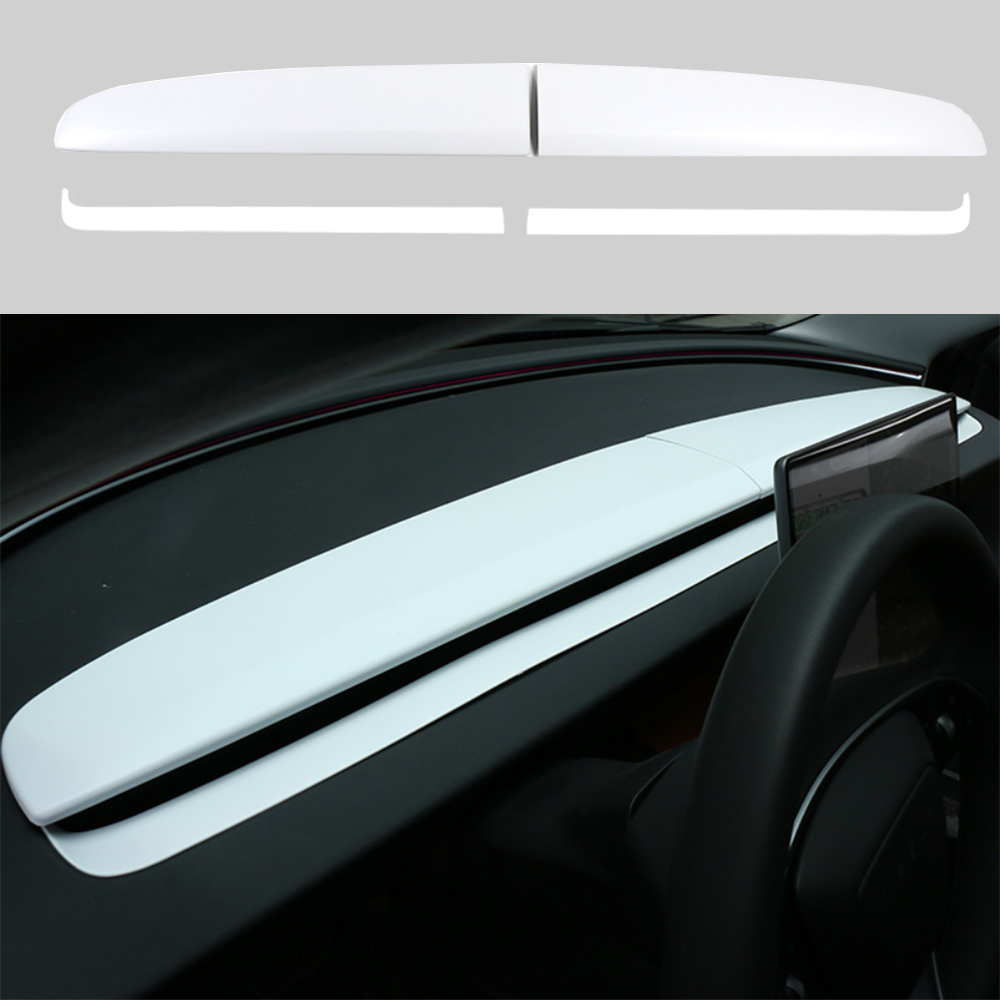 Split Dashboard Cover & Dashboard Air Outlet Cover (Carbon Fiber Pattern ABS) for Tesla Model 3 Highland 2024+ Dashboard Cover+Air Vent Outlet Cover (4 Pcs) Matte White