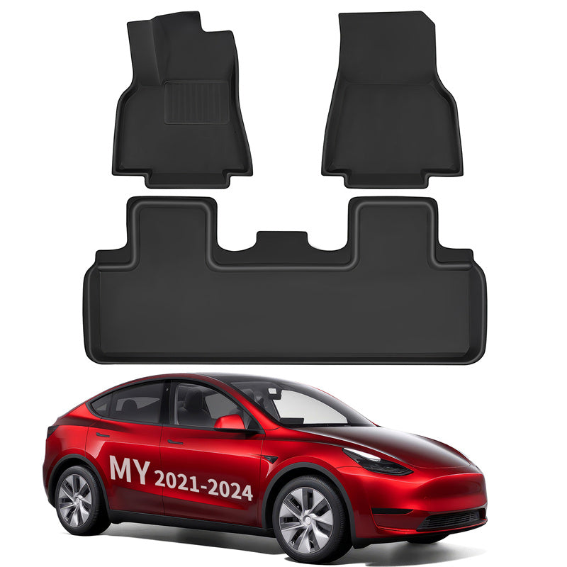All Weather XPE Interior Floor Mats Cargo Liners Set for Tesla 2021-2024 Model Y 5 Seater Floor Mat (3 PCS) Left-Hand Drive