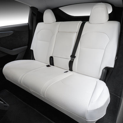 All-Inclusive Seat Cover for New Tesla Model Y Juniper 2025+ Nappa Leather White Rear Seats Only