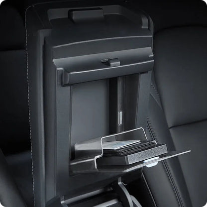 Magnetic Armrest Hidden Storage Organizer Box for Tesla Model 3/Y Black