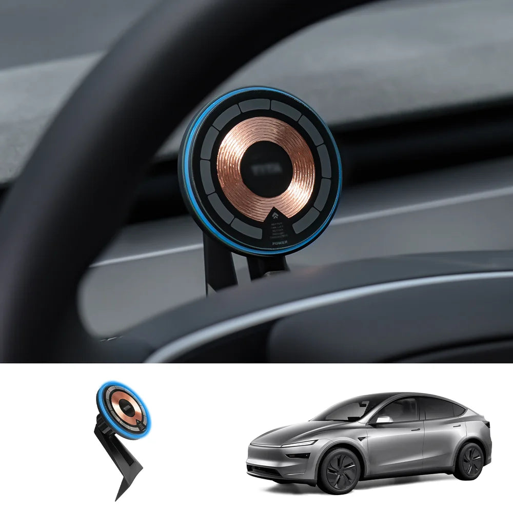 Dashboard Steering Wheel Phone Holder Magnetic Magsafe Wireless Charging Phone Holder For Tesla Model 3 / Y (2017-2025)