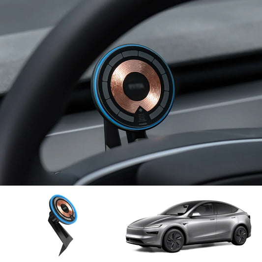 Dashboard Steering Wheel Phone Holder Magnetic Magsafe Wireless Charging Phone Holder For Tesla Model 3 / Y (2017-2025)