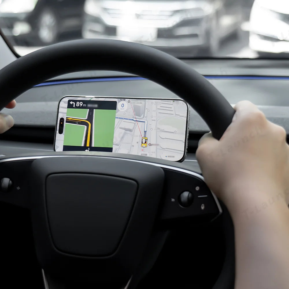 Dashboard Steering Wheel Phone Holder Magnetic Magsafe Wireless Charging Phone Holder For Tesla Model 3 / Y (2017-2025)