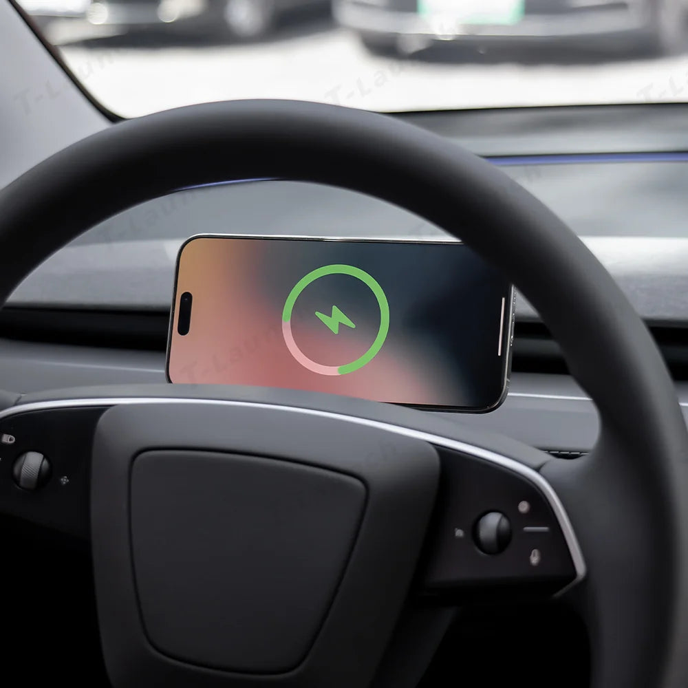 Dashboard Steering Wheel Phone Holder Magnetic Magsafe Wireless Charging Phone Holder For Tesla Model 3 / Y (2017-2025)