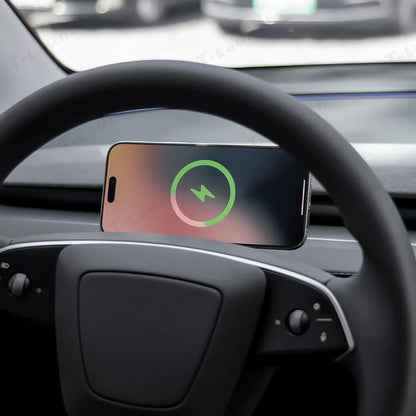 Dashboard Steering Wheel Phone Holder Magnetic Magsafe Wireless Charging Phone Holder For Tesla Model 3 / Y (2017-2025)