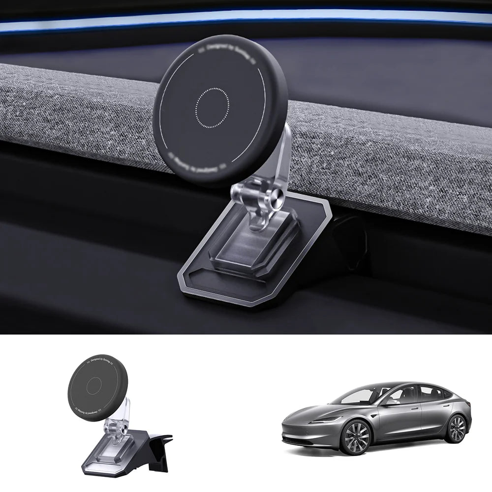 Magnetic Silicone Phone Holder for Tesla Model Y Juniper 2025+ / Model 3 Highland 2024+ Model 3 Highland 2024+ Black