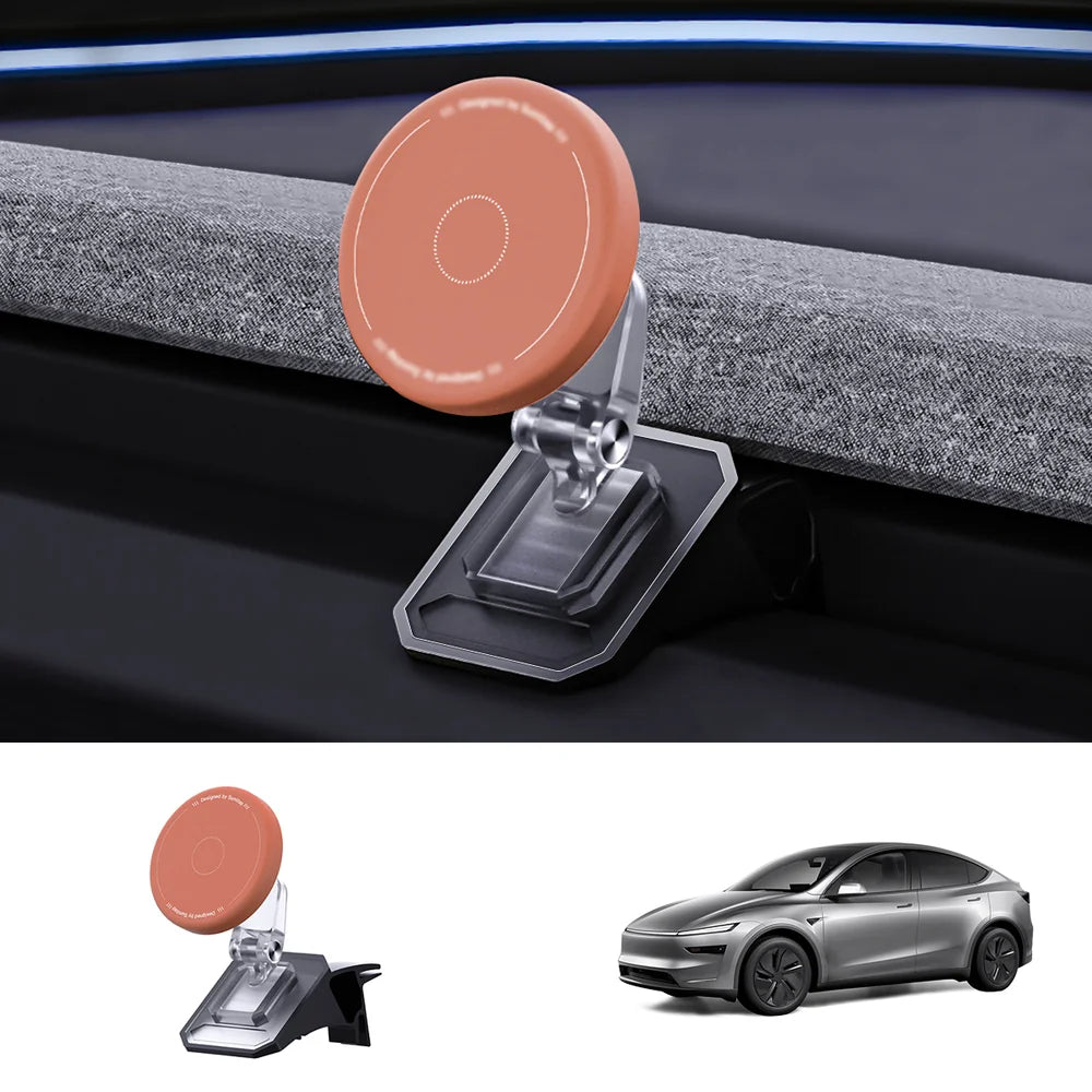Magnetic Silicone Phone Holder for Tesla Model Y Juniper 2025+ / Model 3 Highland 2024+ Model Y Juniper 2025+ Orange