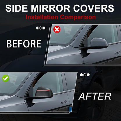 [Real Carbon Fiber] Rear Mirror Covers for Tesla Model Y Juniper