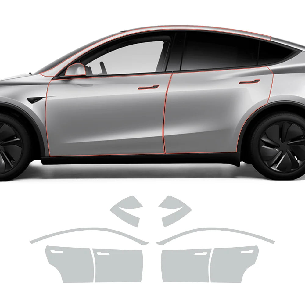 Matte TPU Full Car Paint Protection Film (PPF) for Tesla Model Y Juniper 2025+ Buy in set Set B – Four Doors & Side Mirrors & AC Pillars