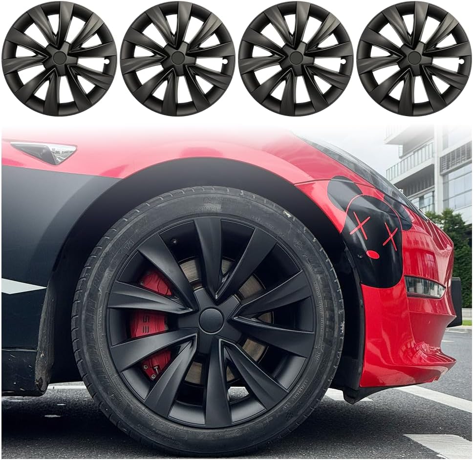Aero Hubcap (4 Pcs) for Tesla Model 3 (2017-2023) Matte black 18"