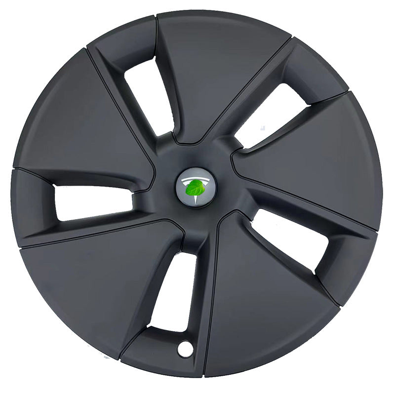 Aero Hubcap (4 Pcs) for Tesla Model 3 (2017-2023) Matte Black With white Logo 18"