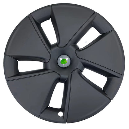 Aero Hubcap (4 Pcs) for Tesla Model 3 (2017-2023) Matte Black With white Logo 18"