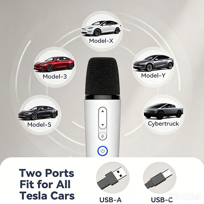 Karaoke Microphone for Tesla Model Y/3/S/X Cybertruck